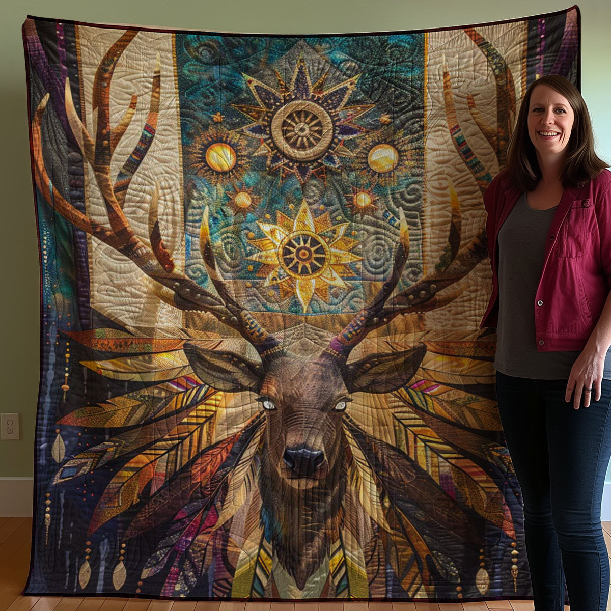 Moose Native American WJ1607010CL Quilt