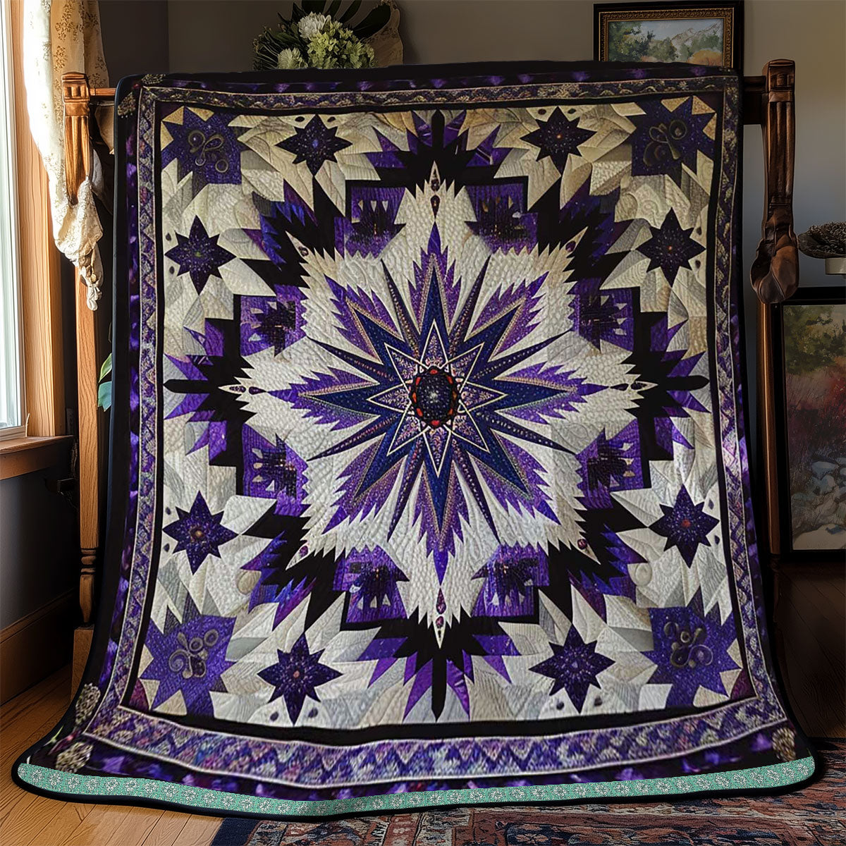 Native American Purple Star WJ1409017CL Quilt