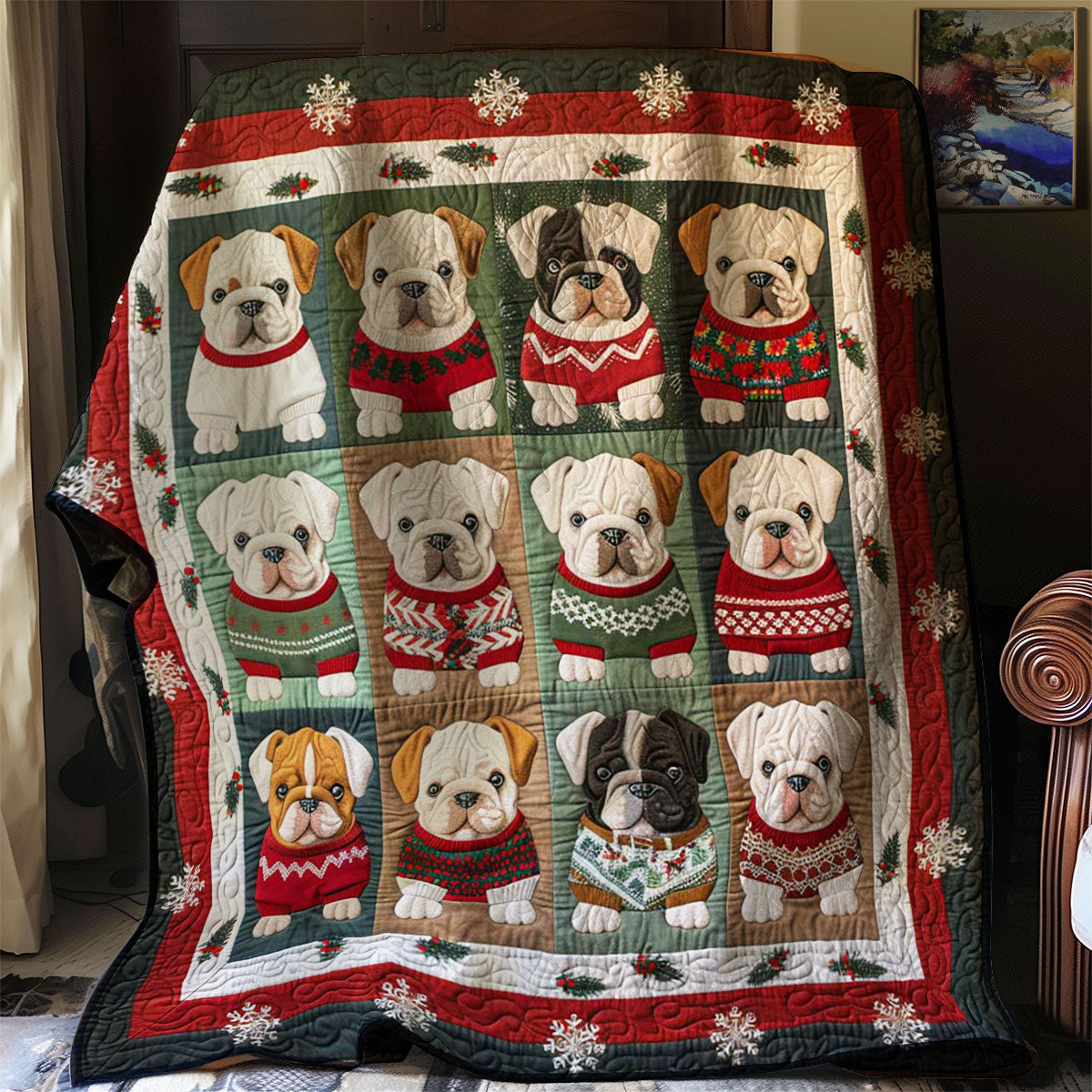 Cute Baby Christmas Bulldog WJ0909010CL Quilt
