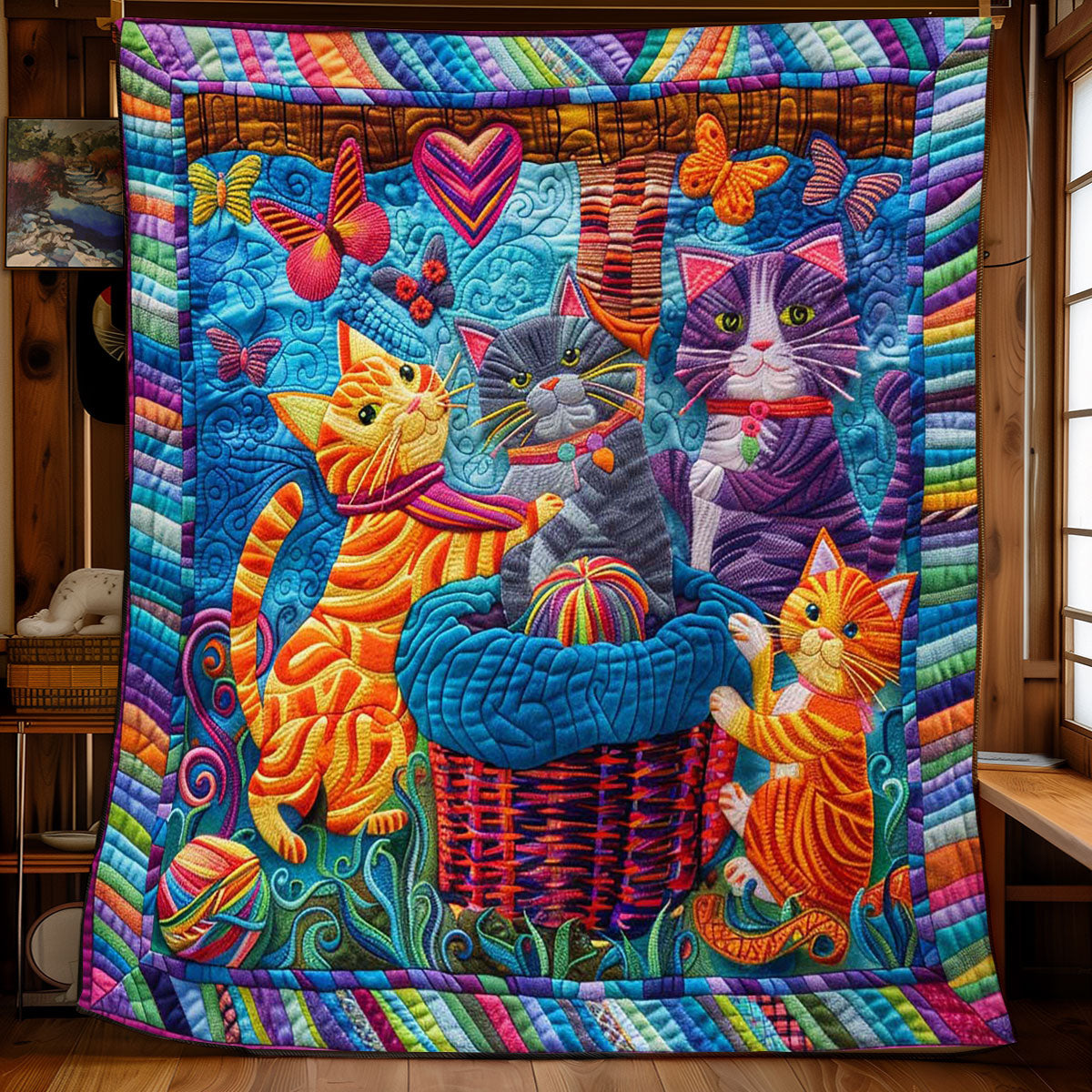 Cat In The Wool Basket WJ2008004CL Quilt