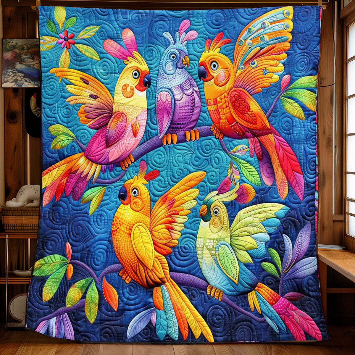 Colorful Cockatiels WJ2308010CL Quilt