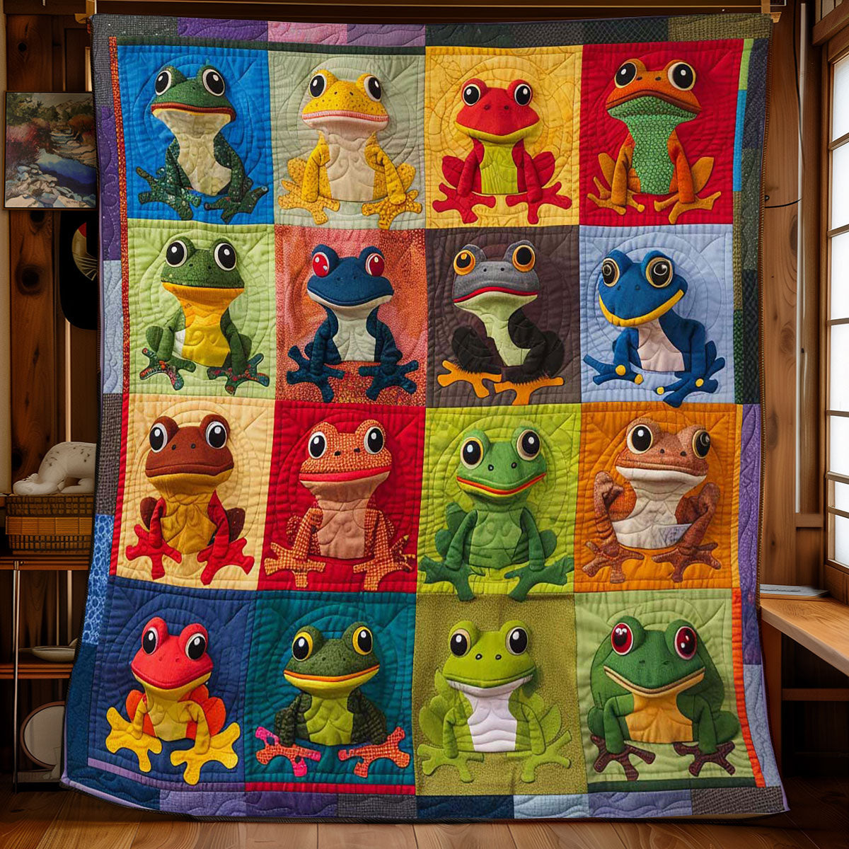 Colorful Frogs WJ2108012CL Quilt