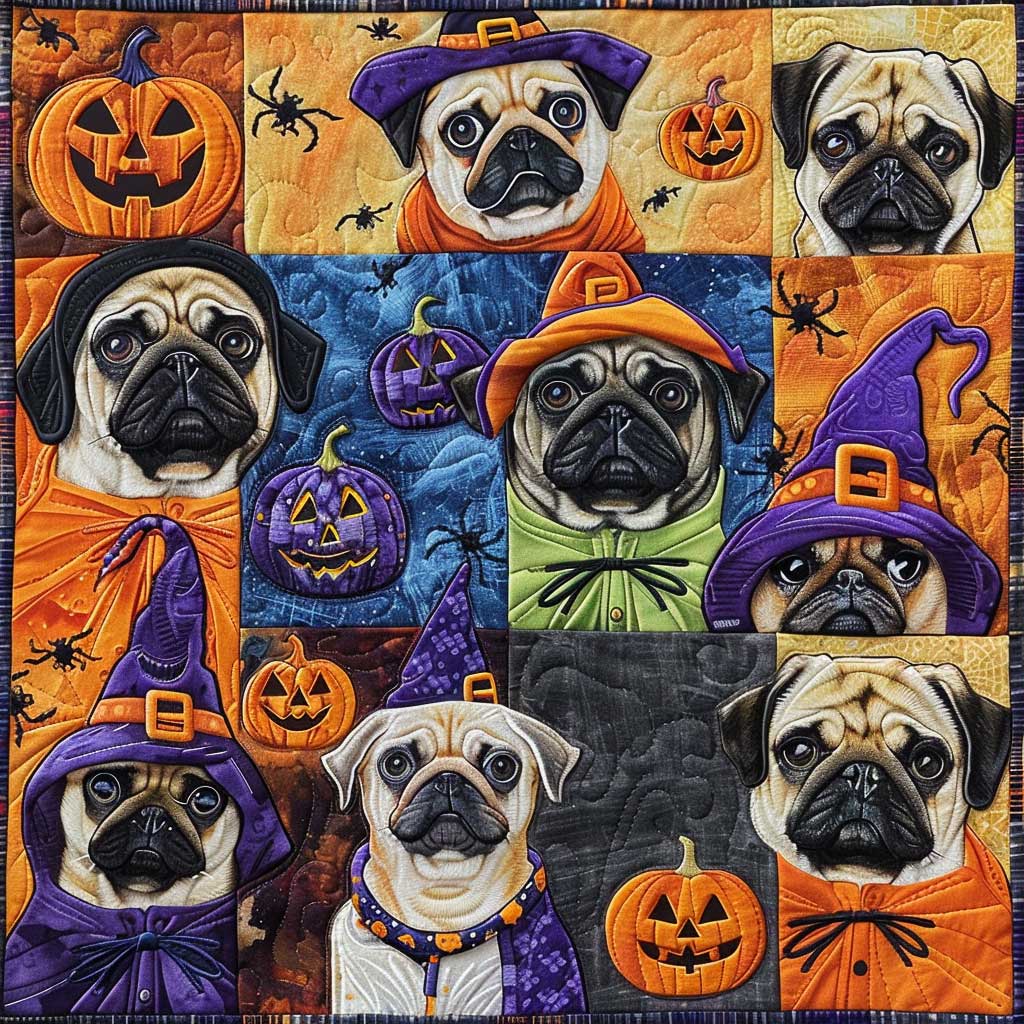 Pug Witches XR1908010CL Quilt