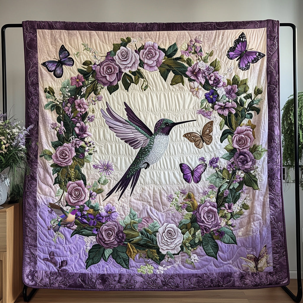 Purple Hummingbird WU0512006CL Quilt