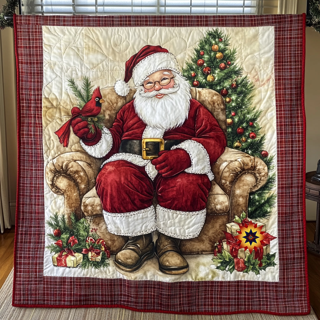 Santa And Cardinal WU0811029CL Quilt