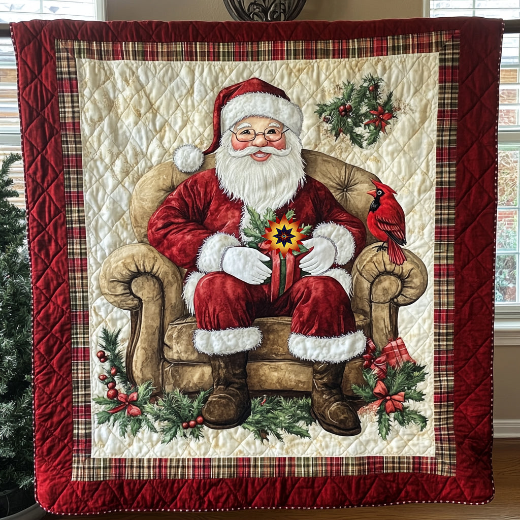 Santa And Cardinal WU0811034CL Quilt
