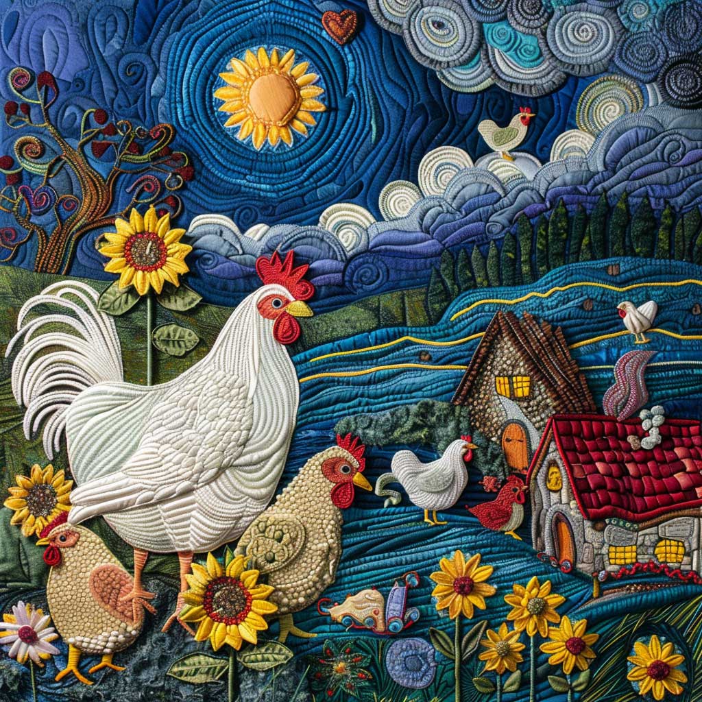 Sunflower Chickens XR1508008CL Quilt