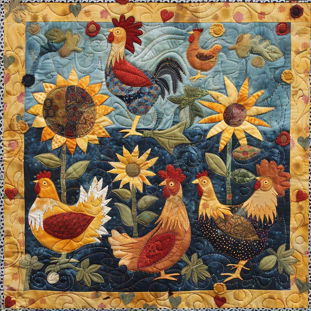 Sunrise Chickens XR2907015CL Quilt