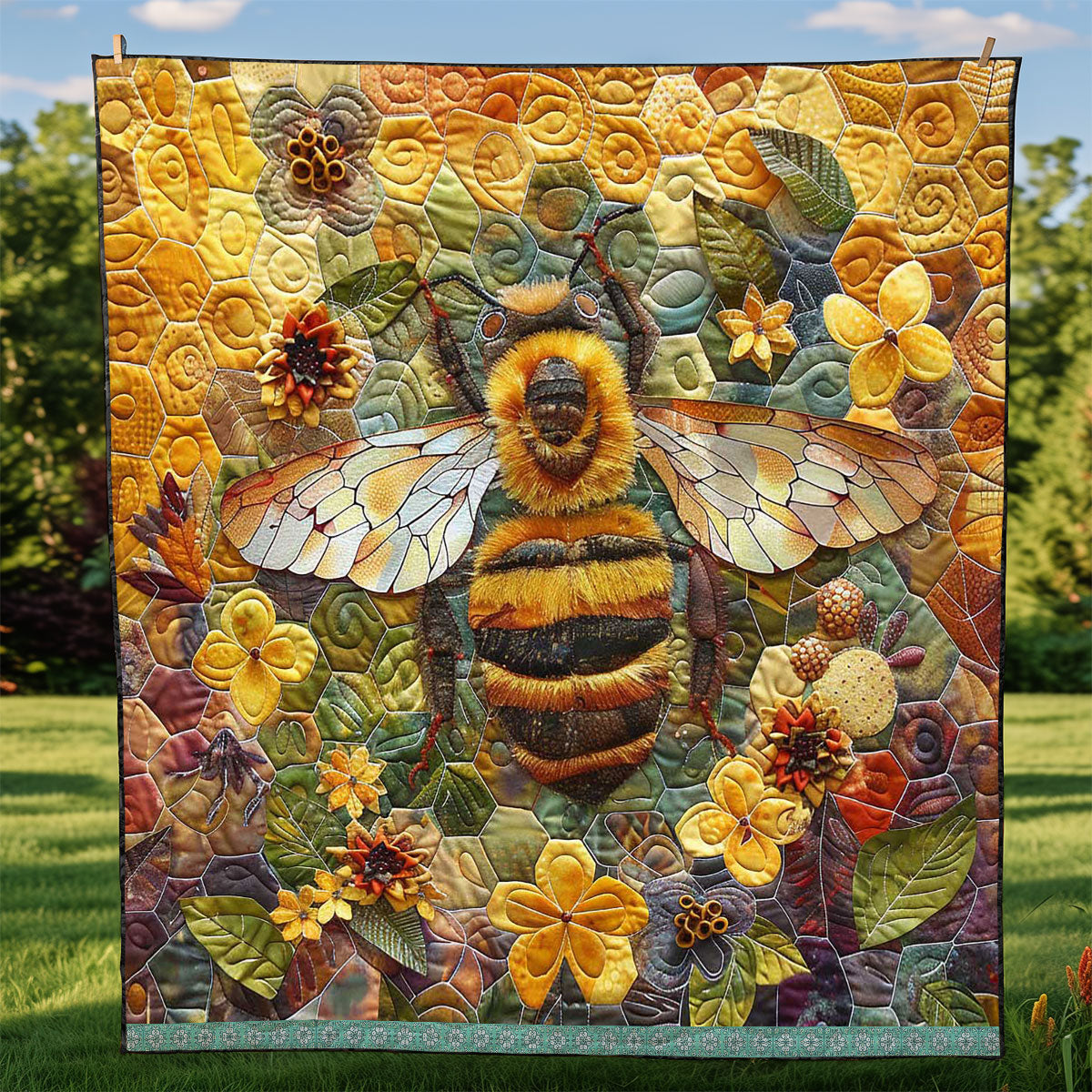 Queen Bee Hexagon WP1008015CL Quilt