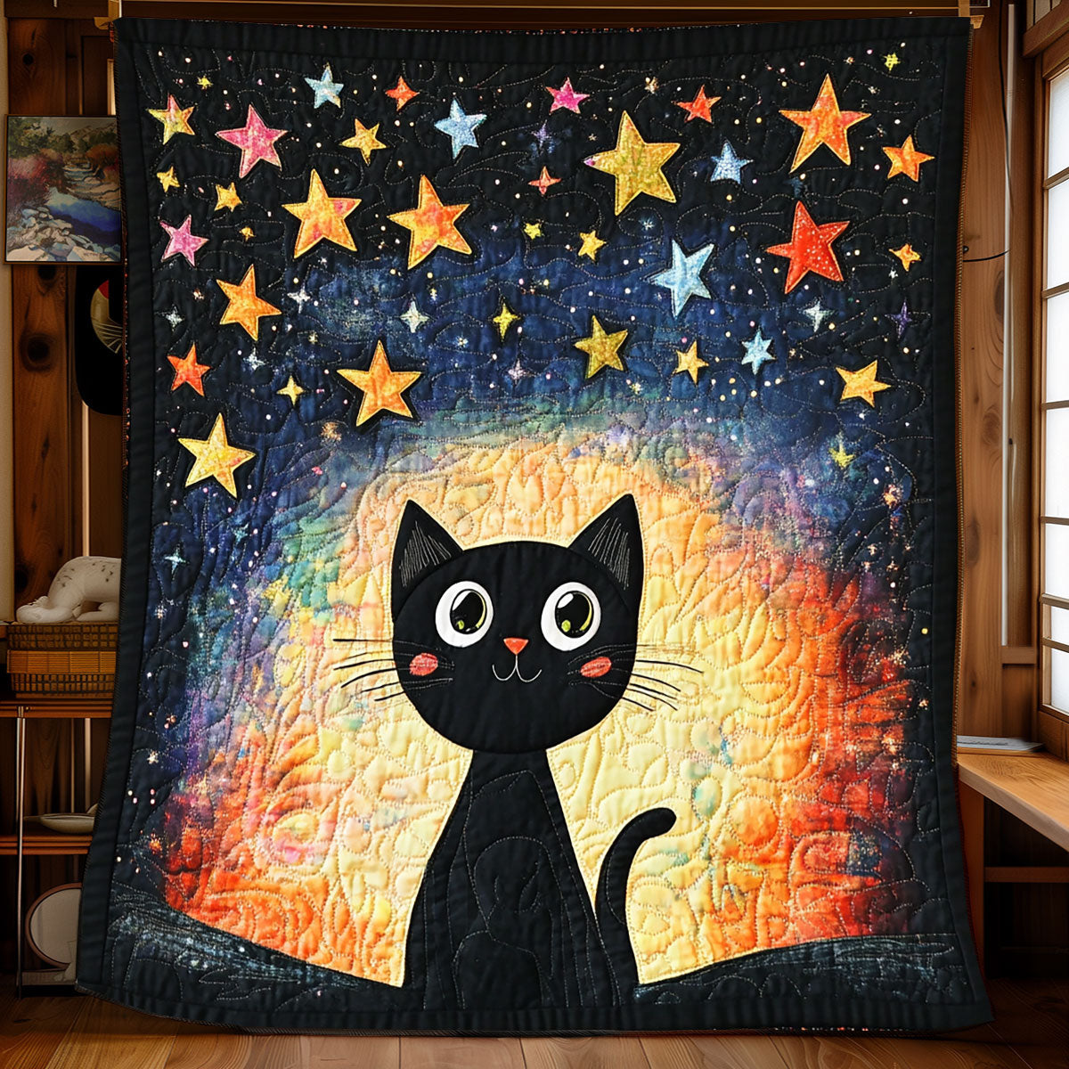 Starry Night Cat XB2702015CL Quilt
