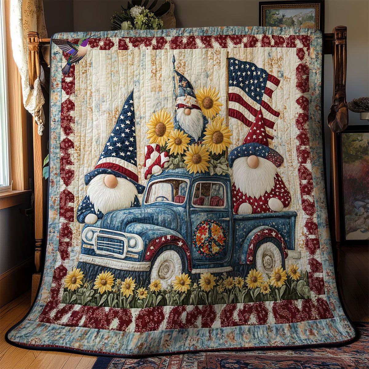 Flag Gnome Adventures WN2811059CL Quilt