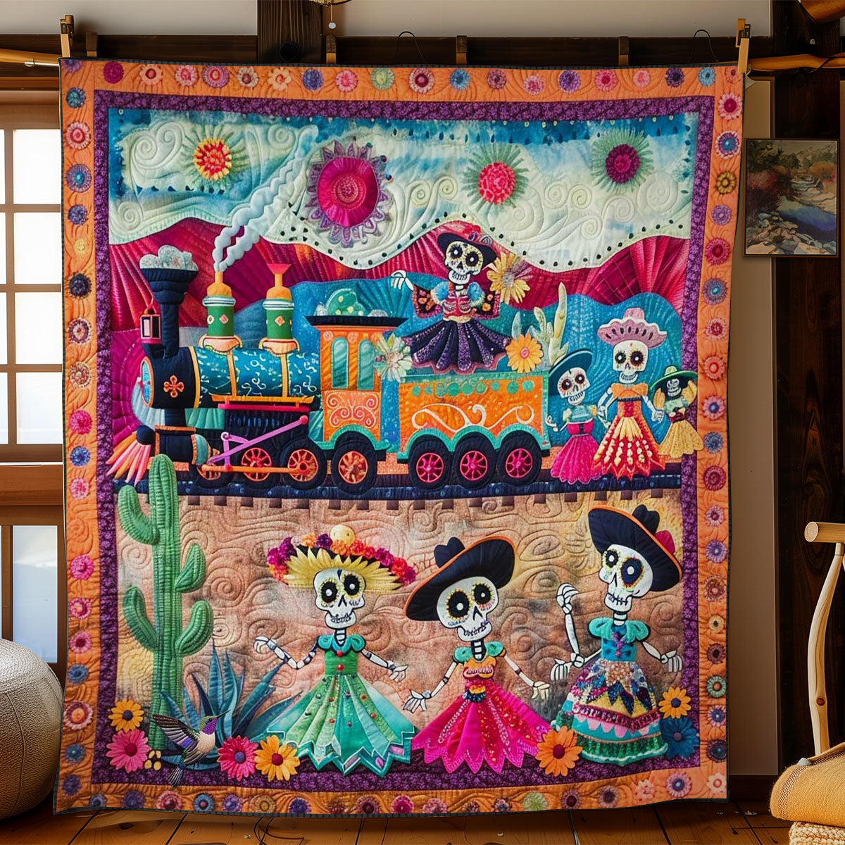Day Of The Dead Train Journey WN2610046CL Quilt