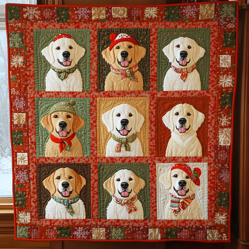 Golden Retrievers Love Winter XR2009020CL Quilt