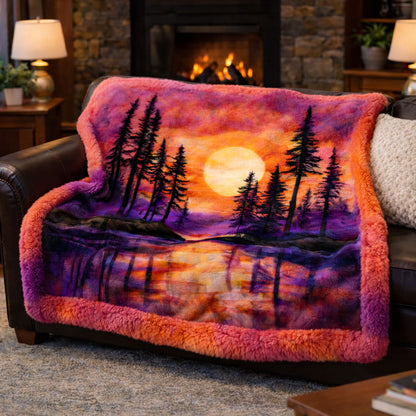 Lakeside Sunset KL2601010CL Faux Fur Throw Blanket