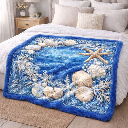 Seashell Charm CW2601008CL Faux Fur Throw Blanket