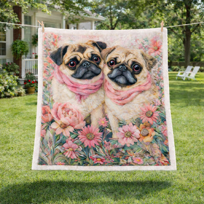 Flower Pug CW2801005CL Faux Fur Throw Blanket