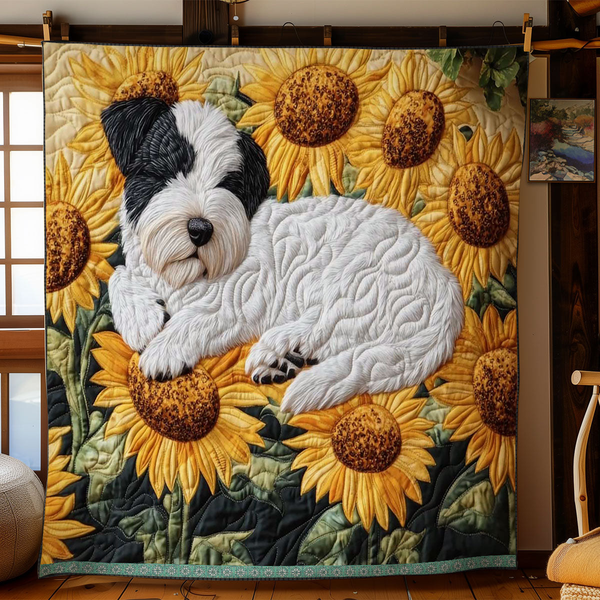 Miniature Schnauzer Sunflower Serenity WN2809046CL Quilt