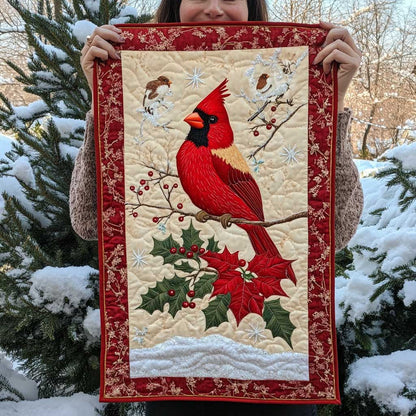 Cardinal Snowfall WP1909027CL Quilted Table Runner