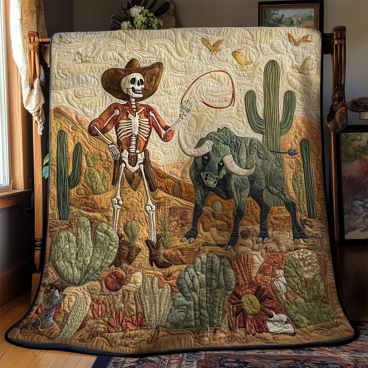 Skeleton Cowboy And Bull WN0411034CL Quilt