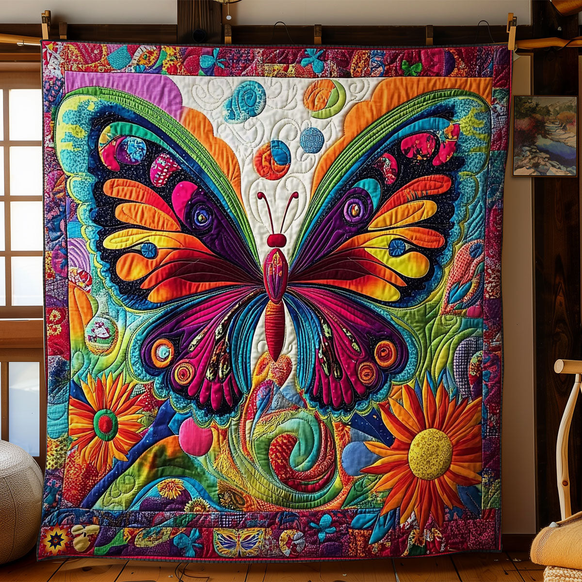 Hippie Abstract Butterfly WY2012049CL Quilt
