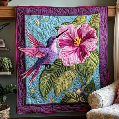 Purple Hummingbird WX2510016CL Quilt