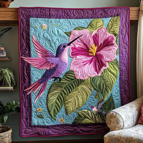 Purple Hummingbird WX2510016CL Quilt