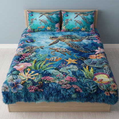 Sea Turtle WJ2701003CL Faux Fur Throw Blanket