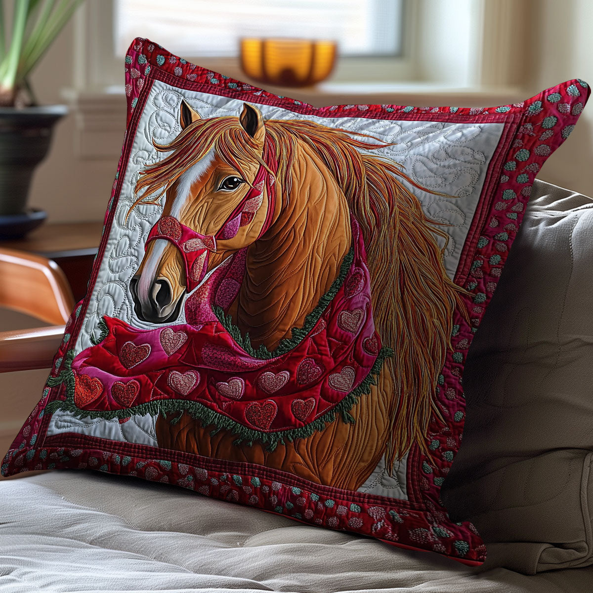 Heart Valentine Horse WY0101019CL Quilt Pillow Case
