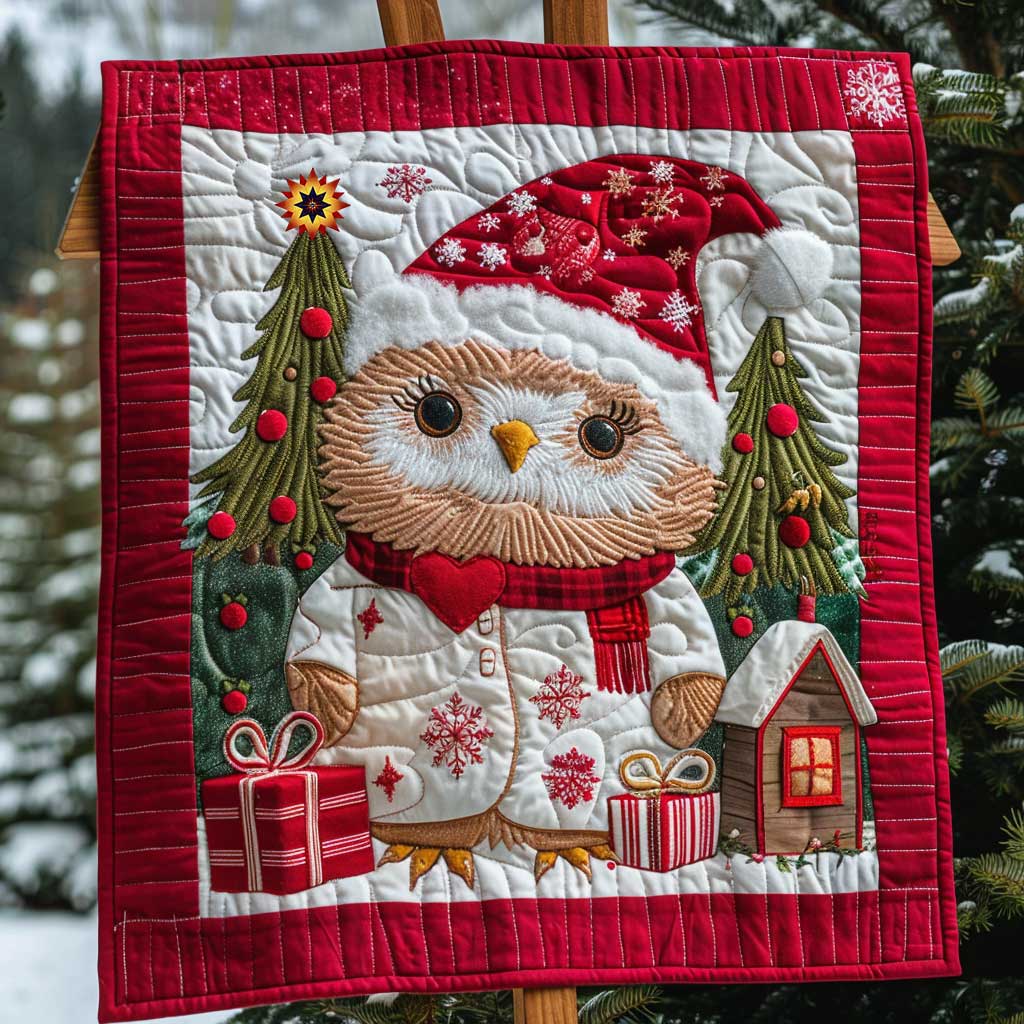 Adorable Little Owl Christmas WP1210008CL Quilt