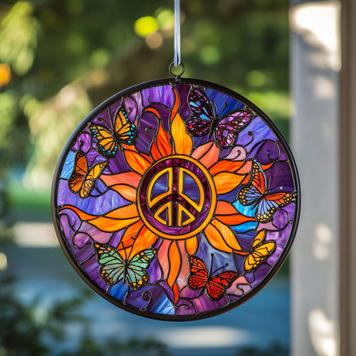 Peace Sign In Garden WY2202199CL Suncatcher