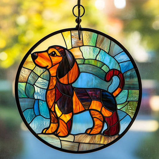 Dachshund WJ0911040CL Stained Glass Suncatcher