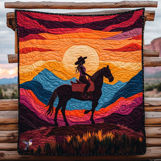 Cowboy Women Horseback Riding WY21100008CL Quilt