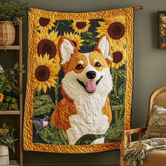 Corgi Sunflower WX0110007CL Quilt
