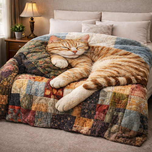 Cat Sleeping QA2301003CL Faux Fur Throw Blanket