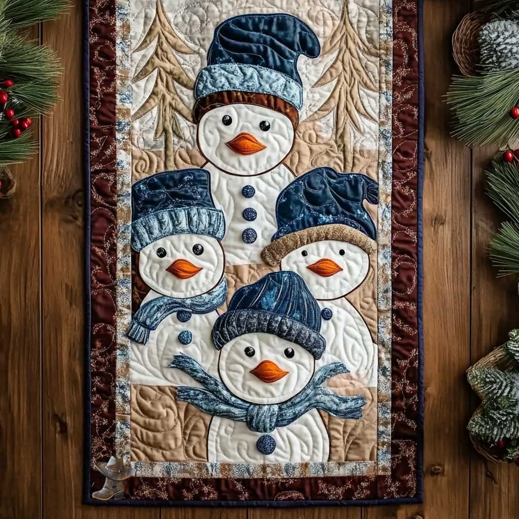 Jolly Snowman Gathering WN1111012CL Quilted Table Runner