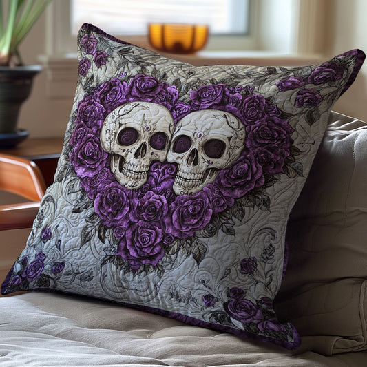 Purple Rose Heart Skull WY2501057CL Quilt Pillow Case