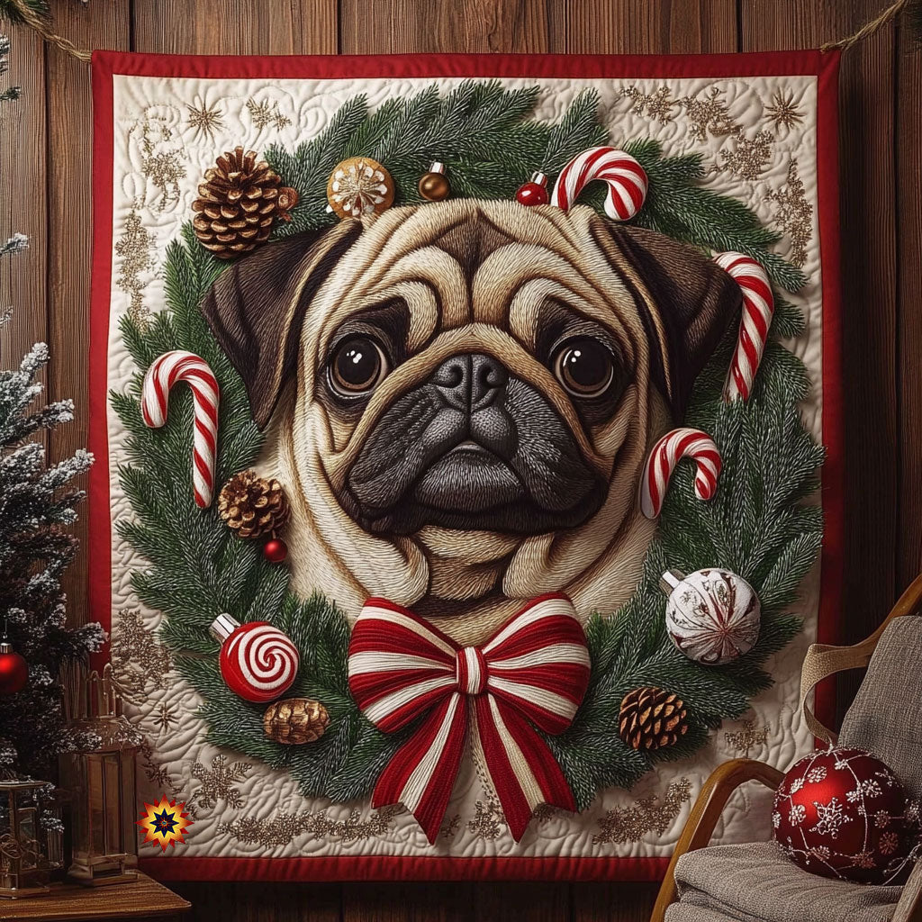 Christmas Pug WX1211009CL Quilt