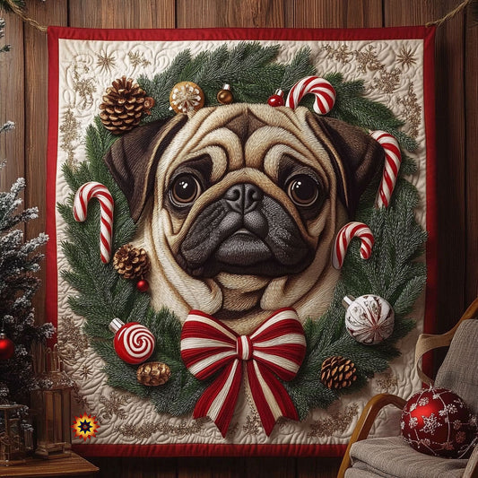 Christmas Pug WX1211009CL Quilt