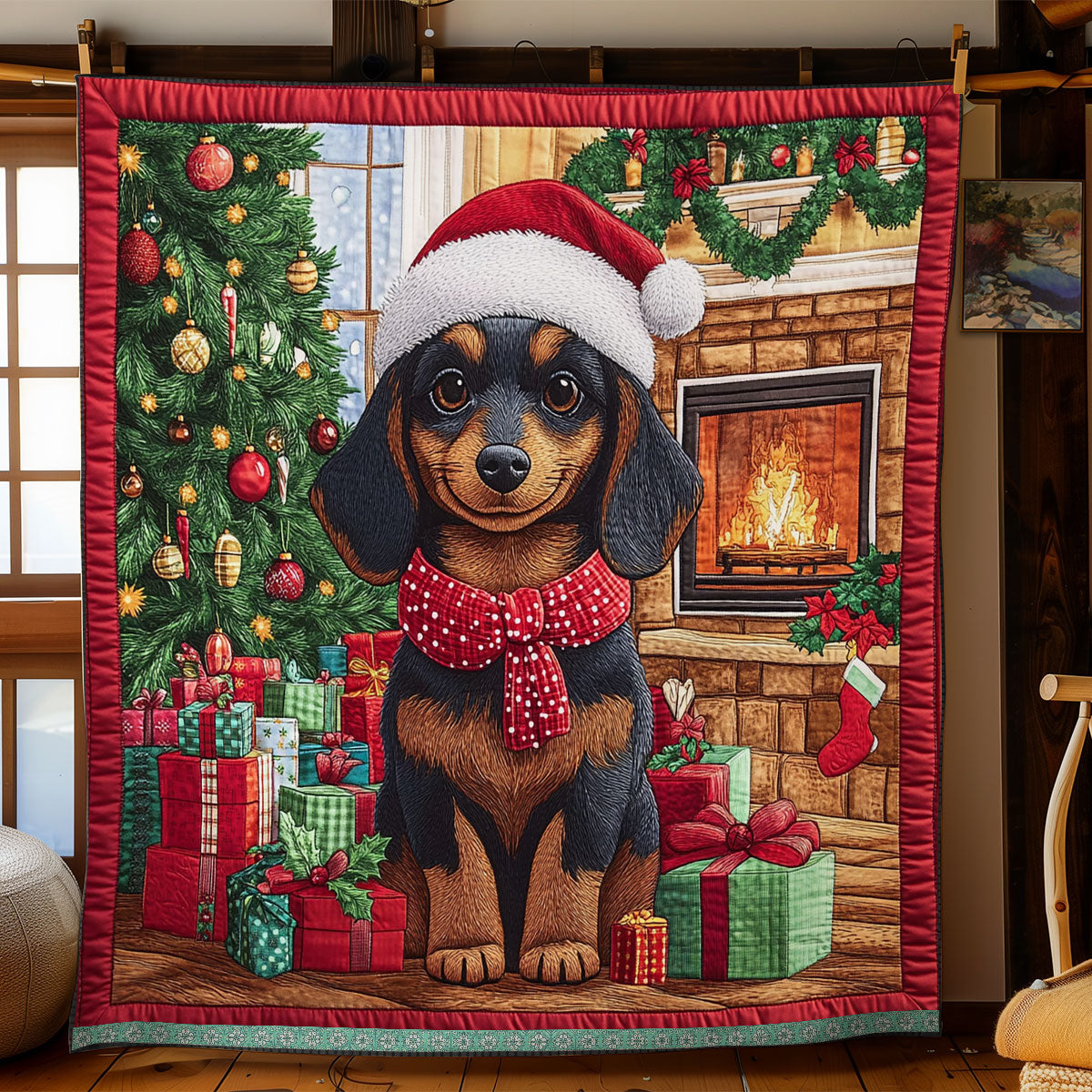 Dachshund Christmas WX1211017CL Quilt