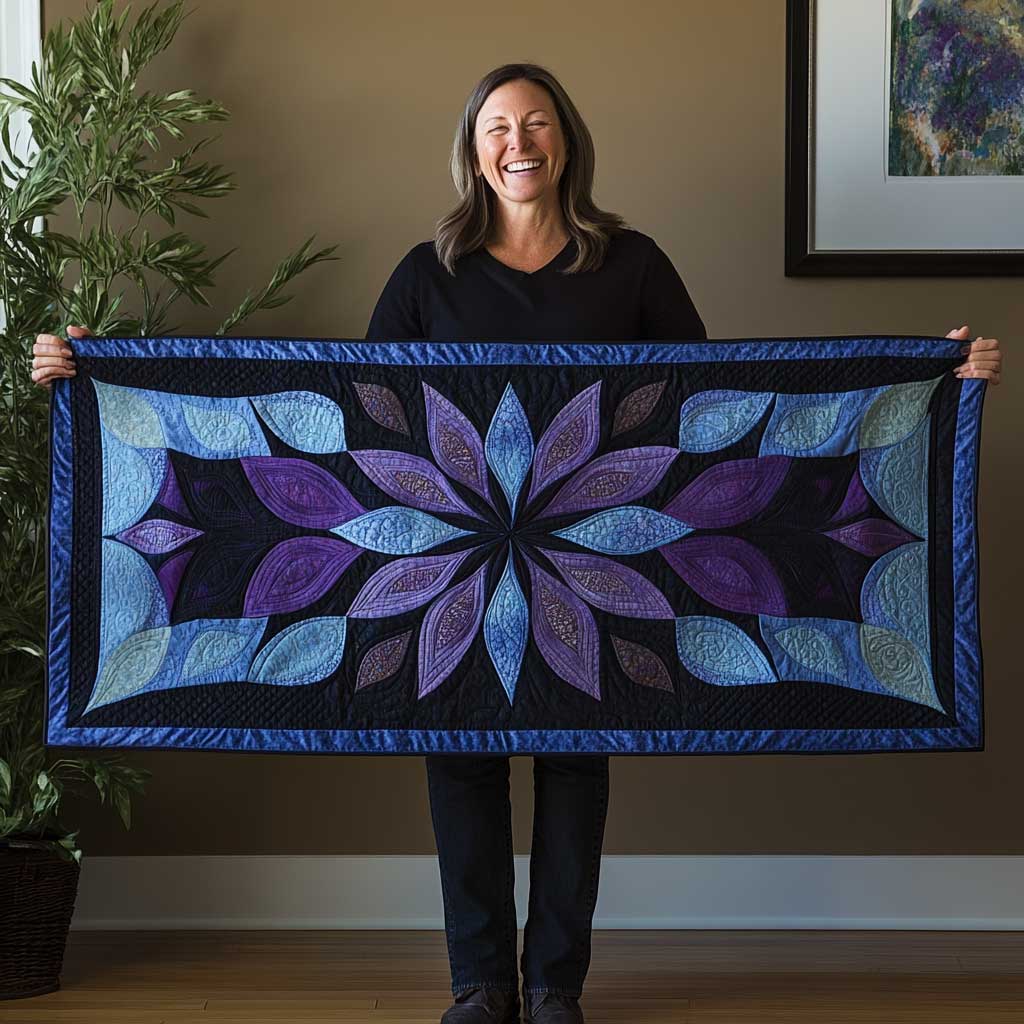Purple Galaxy Blossom WN2709031CL Quilted Table Runner