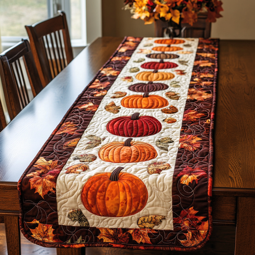 Pumpkin Autumn XR0710005CL Quilted Table Runner