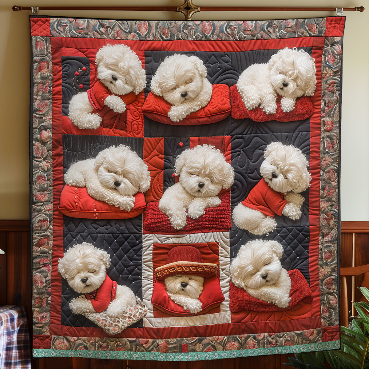 Bichon Frise Sleeping WN1209072CL Quilt