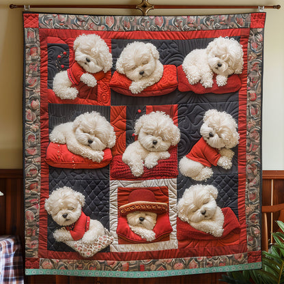 Bichon Frise Sleeping WN1209072CL Quilt