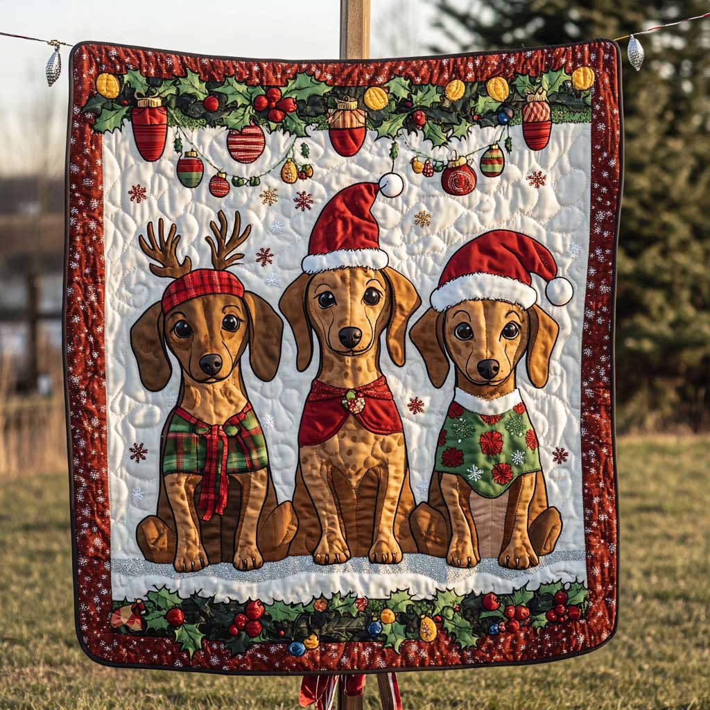 Dachshund Reindeer Squad WN3009036CL Quilt