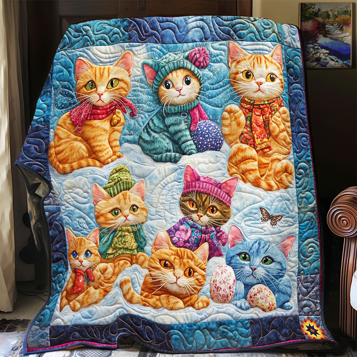 Snow Ball Playing Kitten WY1311019CL Quilt