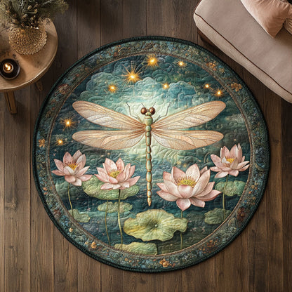 Lotus Dragonfly CW2708007CL Quilted Round Mat