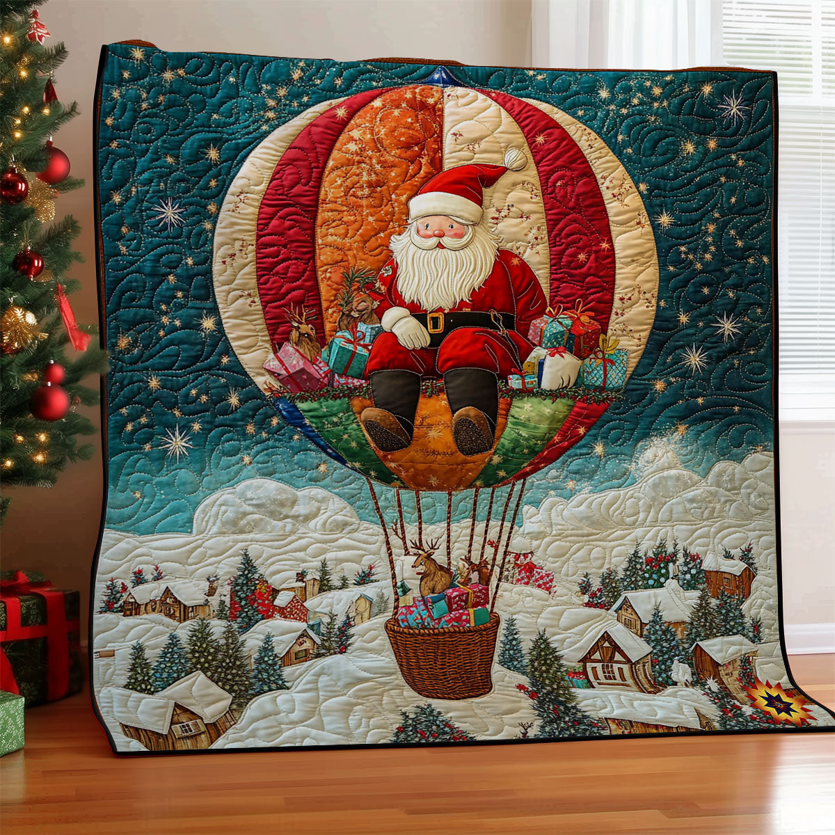 Christmas Hot Air Balloon WY0212046CL Quilt