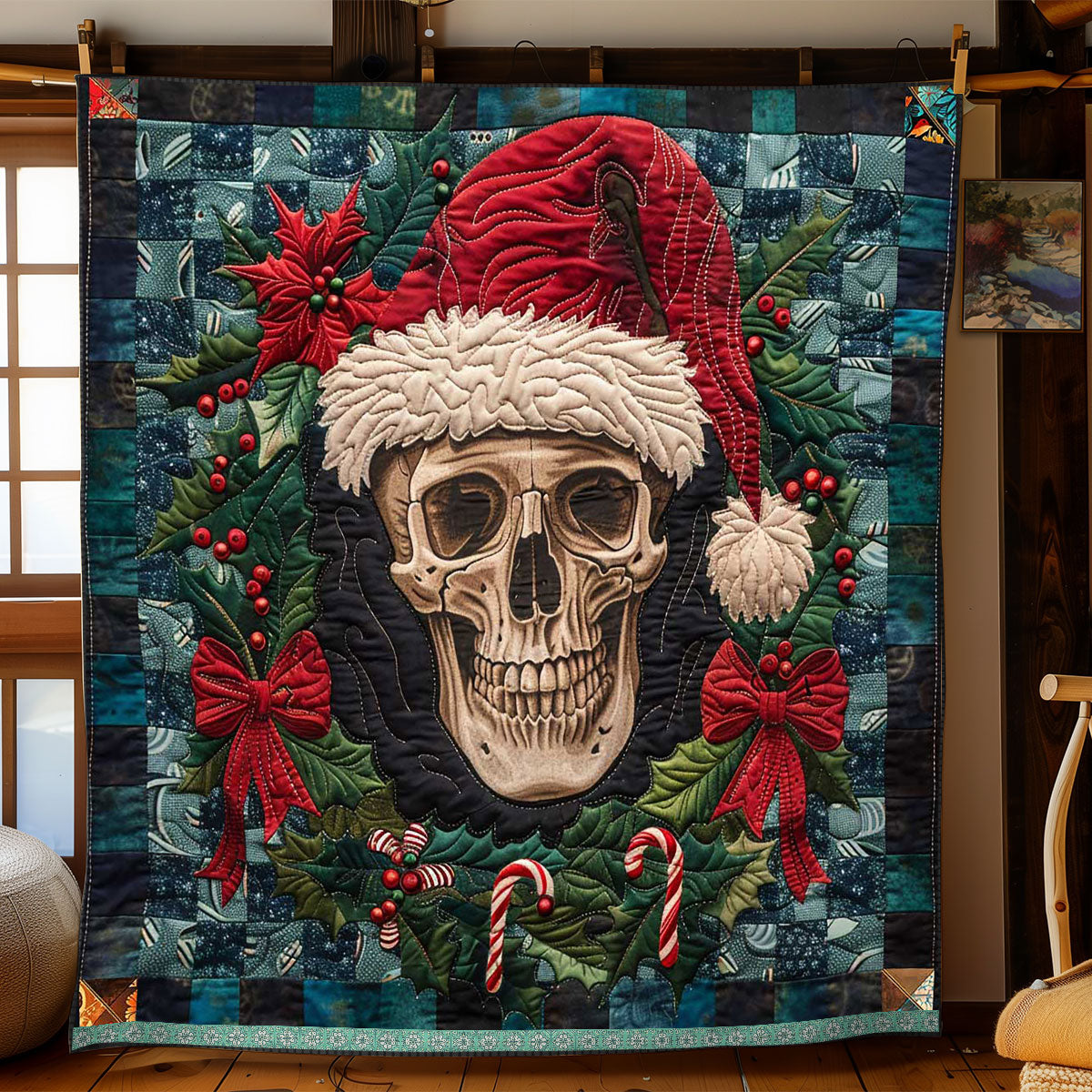 Unique Christmas Skull WP2110020CL Quilt