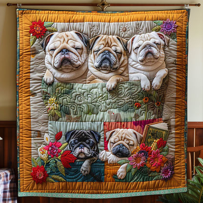 Flower Bucket Pug WP1009024CL Quilt