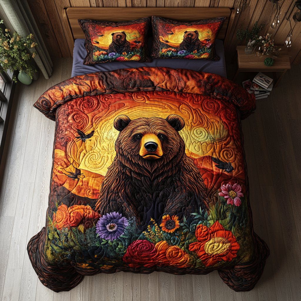 Bear Sunset Flower WG0101001CL Duvet Cover Set